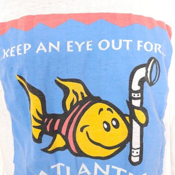 Vintage Solar Eclipse T Shirt Mens Size Large White 90s 1998 Atlantis Submarines - Picture 2 of 7